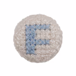 Cross Stitch Alphabet Buttons  Light Blue on Ivory Letter F - each