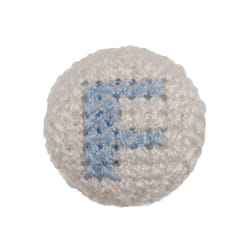 Cross Stitch Alphabet Buttons  Light Blue on Ivory Letter F - each