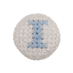 Cross Stitch Alphabet Buttons  Light Blue on Ivory Letter I - each
