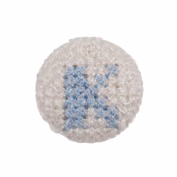 Cross Stitch Alphabet Buttons  Light Blue on Ivory Letter K - each