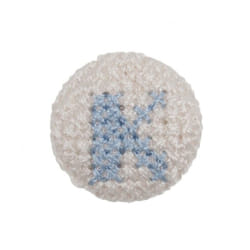 Cross Stitch Alphabet Buttons  Light Blue on Ivory Letter K - each