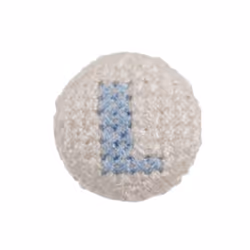Cross Stitch Alphabet Buttons  Light Blue on Ivory Letter L - each