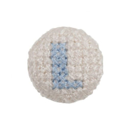 Cross Stitch Alphabet Buttons  Light Blue on Ivory Letter L - each