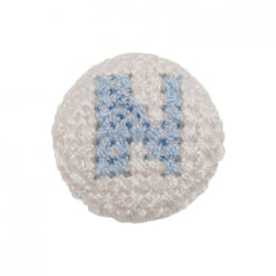 Cross Stitch Alphabet Buttons  Light Blue on Ivory Letter N - each