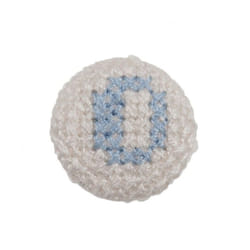 Cross Stitch Alphabet Buttons  Light Blue on Ivory Letter O - each