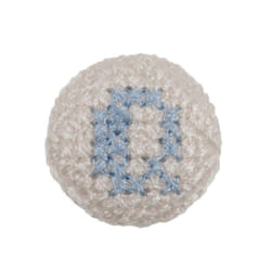 Cross Stitch Alphabet Buttons  Light Blue on Ivory Letter Q - each