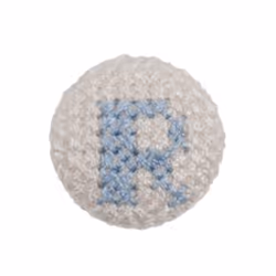 Cross Stitch Alphabet Buttons Light Blue on Ivory Letter R - each