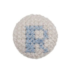 Cross Stitch Alphabet Buttons  Light Blue on Ivory Letter R - each