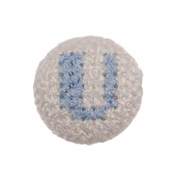 Cross Stitch Alphabet Buttons  Light Blue on Ivory Letter U - each