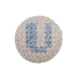 Cross Stitch Alphabet Buttons  Light Blue on Ivory Letter U - each