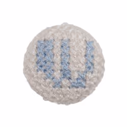 Cross Stitch Alphabet Buttons  Light Blue on Ivory Letter W - each
