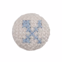 Cross Stitch Alphabet Buttons  Light Blue on Ivory Letter X - each