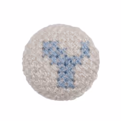Cross Stitch Alphabet Buttons Light Blue on Ivory Letter Y - each