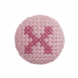 Cross Stitch Alphabet Buttons Light Pink on Ivory Letter X - each