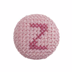 Cross Stitch Alphabet Buttons Light Pink on Ivory Letter Z - each