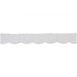 Minerva 35mm Nylon Gathered Lace Trim Cream - per metre