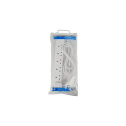 6 Way Extension Socket - White - 2m