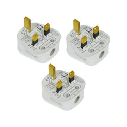 13A 3 Pin Plug UK | White 13amp Electrical Plugs | Pack of 3 | 13APLUG3PK5