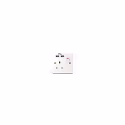 Plug Socket UK | Single Socket with Double USB Plug | White Plastic | 13A Single Switched Wall Socket | S1G13A2USBSWS4