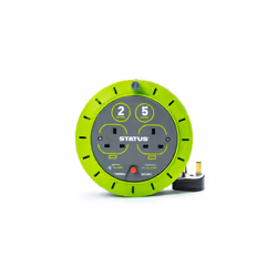 2 Socket Cable Reel | 5m Green Extension Lead | 13A with Thermal Cut Out | Heavy Duty Outdoor Extension Lead | S5M13ACR3
