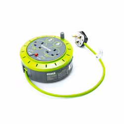 2 Socket Cable Reel | 5m Green Extension Lead | 13A with Thermal Cut Out | Heavy Duty Outdoor Extension Lead | S5M13ACR3
