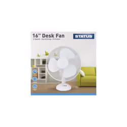 STATUS 3 Speed Oscillating Desk Fan - 16in. [S16DESKFAN1PKB]