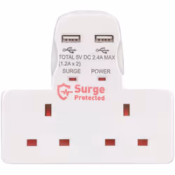 2 Way Socket | 2 USB Port Cable Free Socket | S2W2USBCFS12