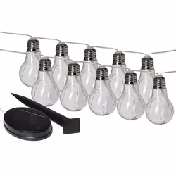 Status Solar Powered Decorative Bulb x 10 LED String Lights gives you warm. white light from 10 decorative bulbs on a 3. ...
