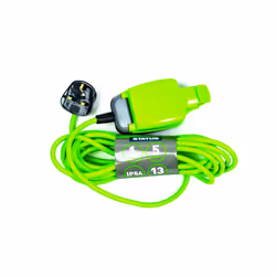 1 Socket Extension Lead | 5m Green Waterproof Extension Cable |13 amp Weatherproof Extension Socket | 1W5M13AIP54S6