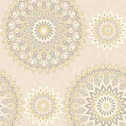 Holden Glitter Medallion Ochre Cream Wallpaper Abstract Aztec Motif Textured