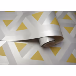 Holden Decor Glistening Trident Geo Grey Yellow Wallpaper 12811