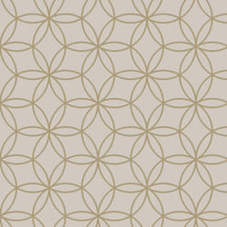 Geometric Beige Metallic Gold Circular Holden Diso Feature Wallpaper