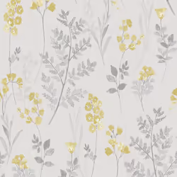 Pashley Wallpaper Holden DÃ©cor Floral Grey Yellow Flower Natural