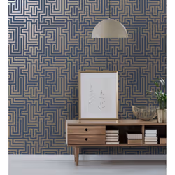 Holden Decor Glistening Maze Navy Wallpaper 12913