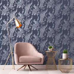 DUTCH WALLCOVERINGS Wallpaper Peacock Decoration Wall Covering Multi Colors - Navy Blue Silver 12960