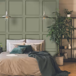 Holden Decor Modern Wood Panel 3D Effect Wooden Panelling Wallpaper Feature Wall 10m Roll - Green 12982