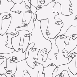 Holden Decor Abstract Faces Black White Wallpaper 12993