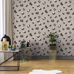 Taupe Large Leopard Spot Wallpaper Holden Animal Print Black Grey