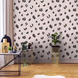 Pink Large Leopard Spot Wallpaper Holden Animal Print Black Gold Metallic