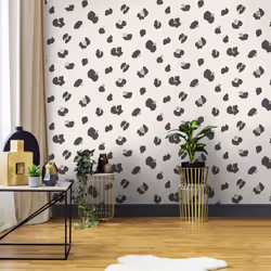 Cream Large Leopard Spot Wallpaper Holden Animal Print Black Gold Metallic
