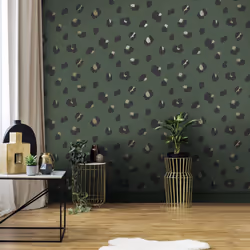 Green Large Leopard Spot Wallpaper Holden Animal Print Black Gold Metallic