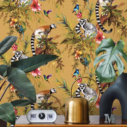 DUTCH WALLCOVERINGS Wallpaper Lemur Ochre Wall Covering Wallpaper Panel Sheet