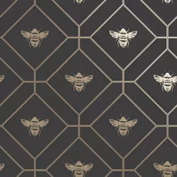 Holden Decor Honeycomb Bee Charcoal Gold Wallpaper 13081