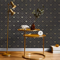 Holden Decor Honeycomb Bee Charcoal Gold Wallpaper 13081 - Additional view 4