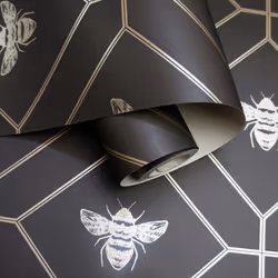 Holden Decor Honeycomb Bee Charcoal Gold Wallpaper 13081 - Additional view 5