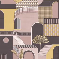 Holden Decor Medina Pink Yellow Wallpaper 13102