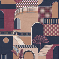 Holden Decor Medina Red Navy Wallpaper 13103