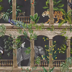 Holden Decor Outside In Animal Arches Black Wallpaper 13111