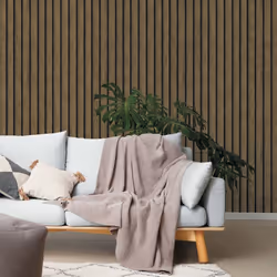 Holden Decor Wood Slat Dark Oak Wallpaper 13130