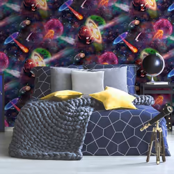 Holden Nebula Multicoloured Cosmic Space Planets Children's Bedroom Wallpaper